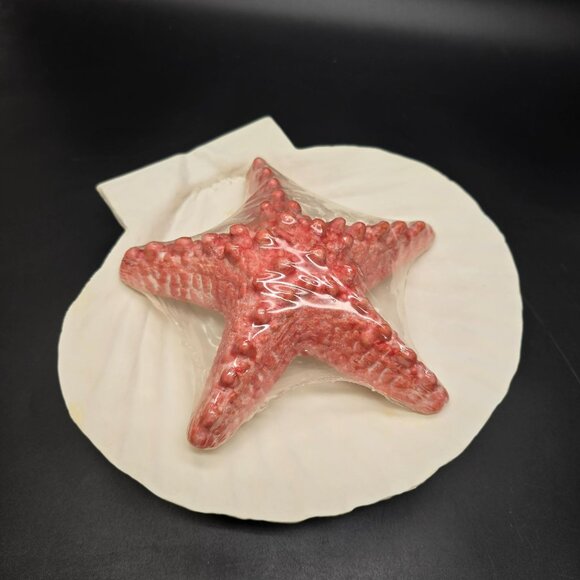 Starfish Candle & Ceramic Clam Shell Candle Holder Coastal Decor Gift DH1336 - Picture 1 of 6